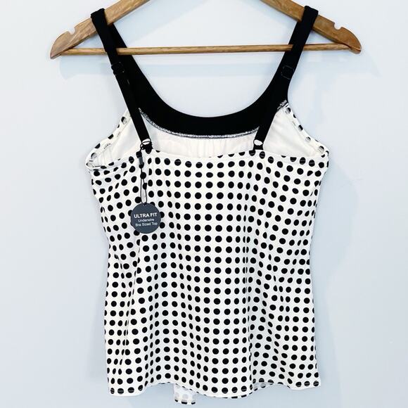 NEW Coco Reef Draped Polka Dot Tankini Top Black & White Size 34C - Picture 7 of 12